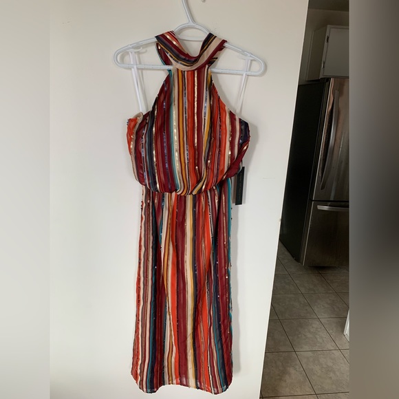 REVOLVE Rafaela Midi Dress in Red Multi Stripe - Picture 1 of 5